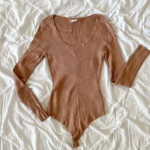 Abercrombie & Fitch Ribbed Nude Bodysuit